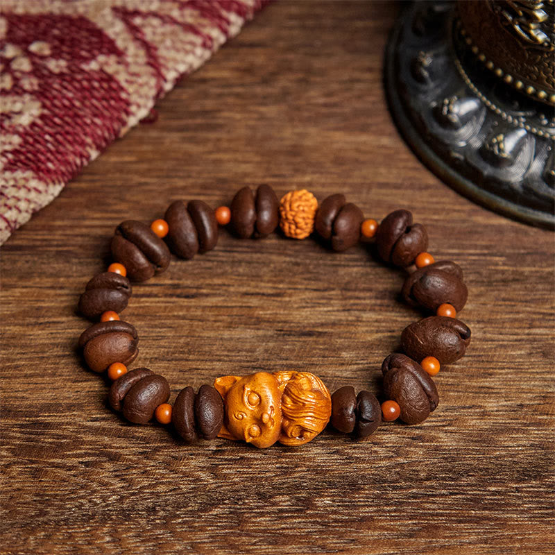 Buddha Stones Natural Fox Coffee Beans Wenge Wood Bracelet - Coffee Bean(Wrist Circumference: 17.5cm) - image 0