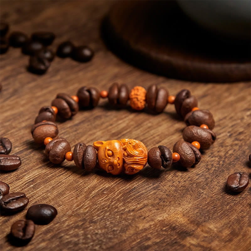 Buddha Stones Natural Fox Coffee Beans Wenge Wood Bracelet - image 2