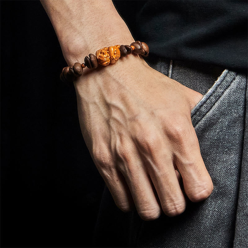Buddha Stones Natural Fox Coffee Beans Wenge Wood Bracelet - image 4