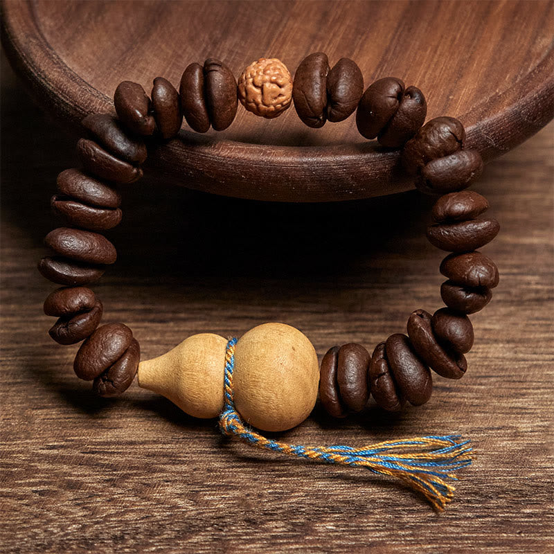 Buddha Stones Natural Gourd Coffee Beans Bracelet - image 1