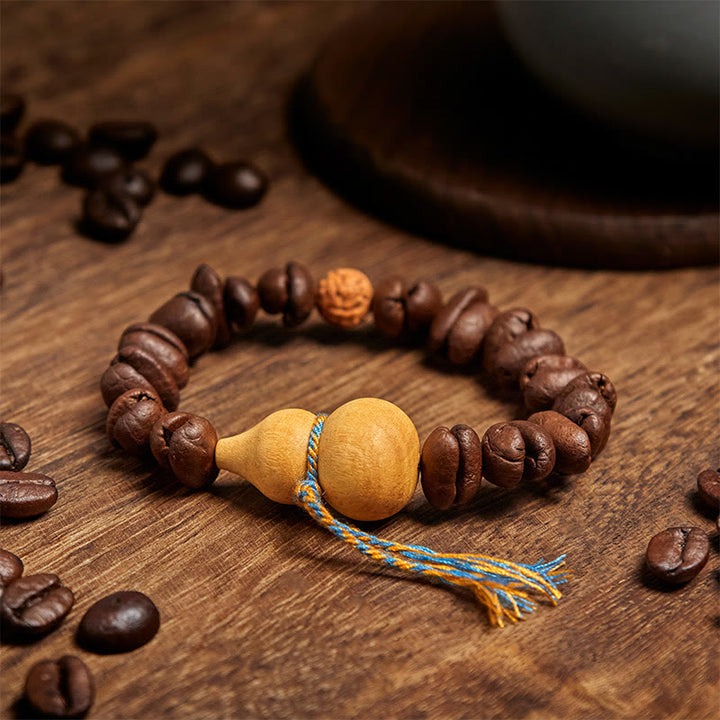Buddha Stones Natural Gourd Coffee Beans Bracelet - image 2
