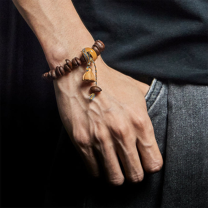 Buddha Stones Natural Lotus Seedpod Coffee Beans Wenge Wood Bodhi Seed Bracelet - image 4