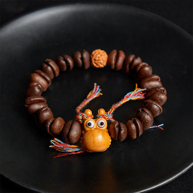 Buddha Stones Handmade Funny Hippo Coffee Beans Wenge Wood Bracelet - image 3