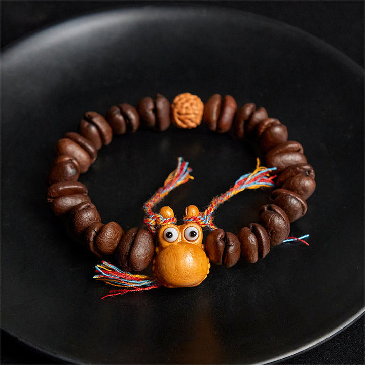 Buddha Stones Handmade Funny Hippo Coffee Beans Wenge Wood Bracelet - image 3
