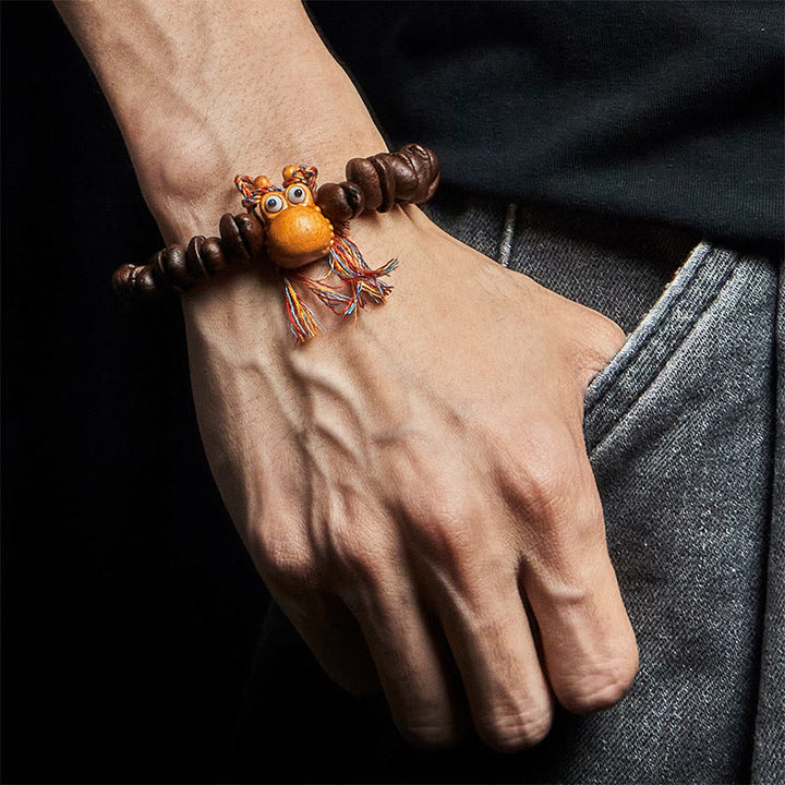 Buddha Stones Handmade Funny Hippo Coffee Beans Wenge Wood Bracelet - image 4
