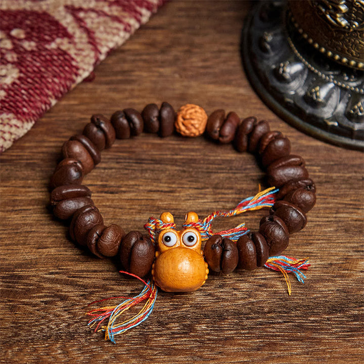 Buddha Stones Handmade Funny Hippo Coffee Beans Wenge Wood Bracelet - Coffee Bean(Wrist Circumference: 17.5cm) - image 0
