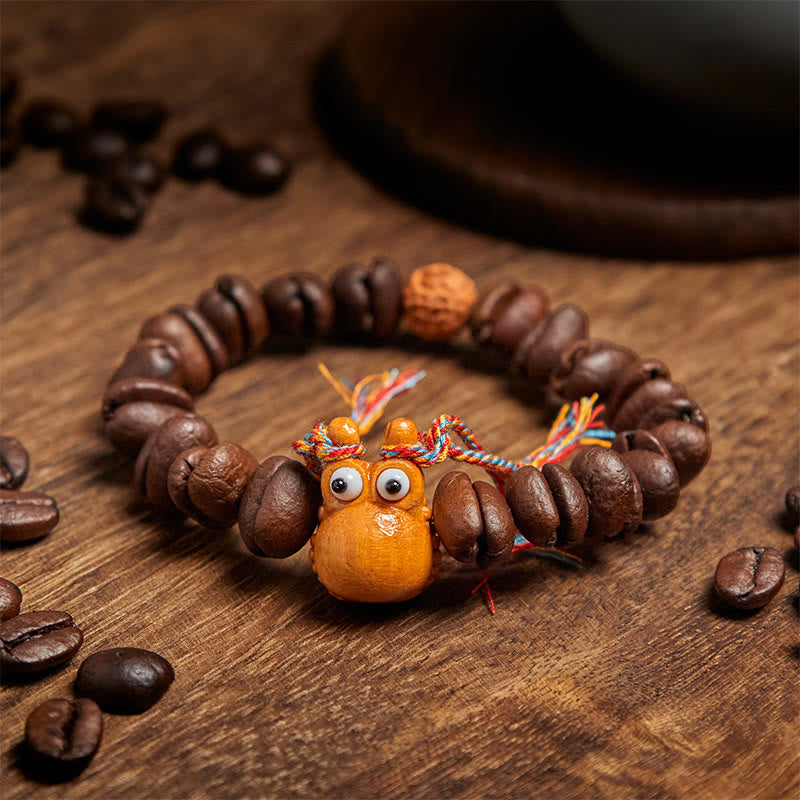 Buddha Stones Handmade Funny Hippo Coffee Beans Wenge Wood Bracelet - image 2