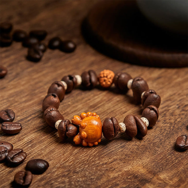 Buddha Stones Handmade Crab Copper Coins Coffee Beans Wenge Wood Bracelet - image 2