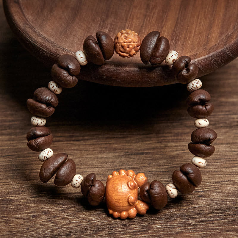 Buddha Stones Handmade Crab Copper Coins Coffee Beans Wenge Wood Bracelet - image 1