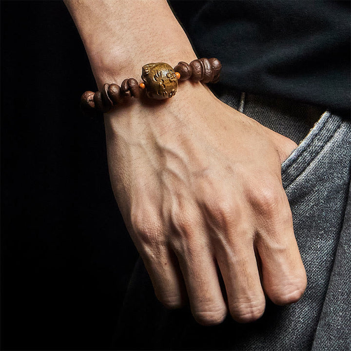 Buddha Stones Handmade Lucky Cat Real Coffee Beans Sandalwood Bracelet - image 4