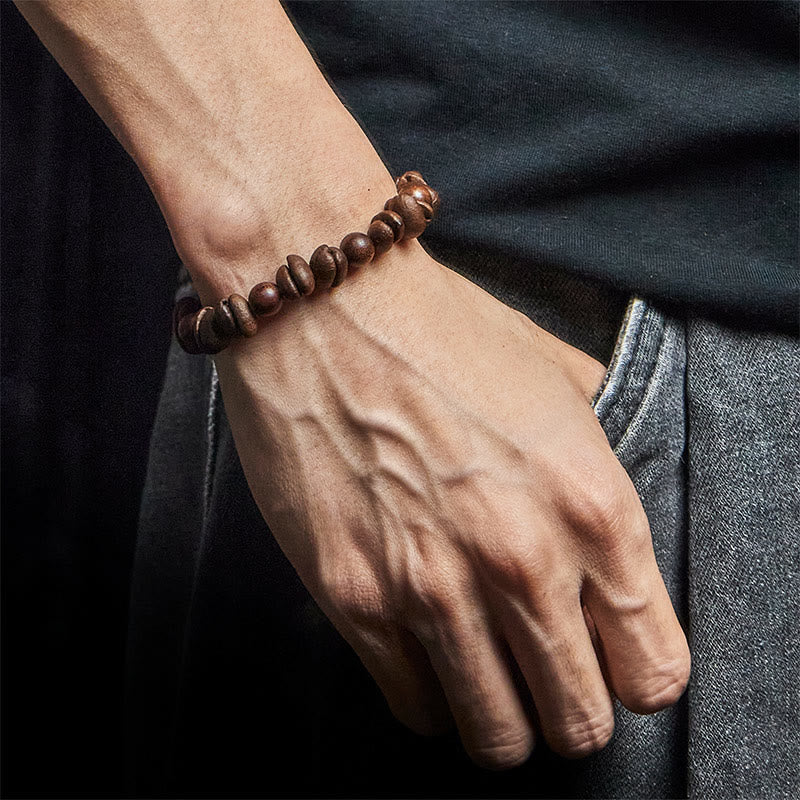 Buddha Stones Natural Coffee Beans Sandalwood Protection Bracelet - image 4