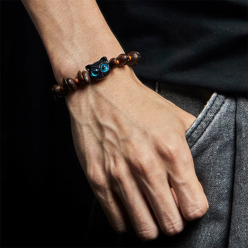 Buddha Stones Natural Cute Cat Coffee Beans Bracelet - image 4