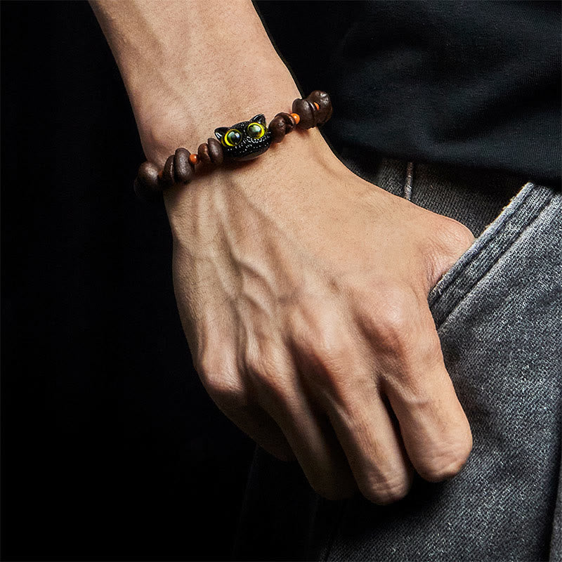 Buddha Stones Natural Cute Cat Coffee Beans Bracelet - image 9