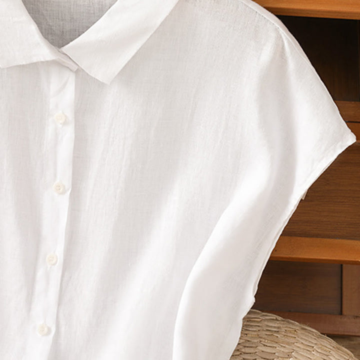 Buddha Stones Summer Plain Color Button Short Sleeve Women's Shirt - image 12