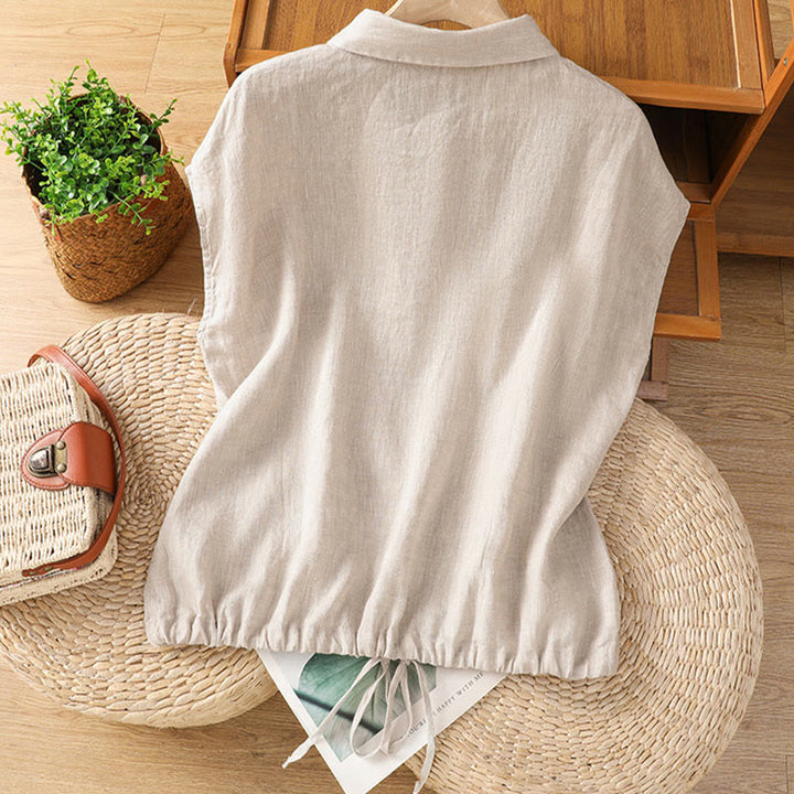 Buddha Stones Summer Plain Color Button Short Sleeve Women's Shirt - image 24