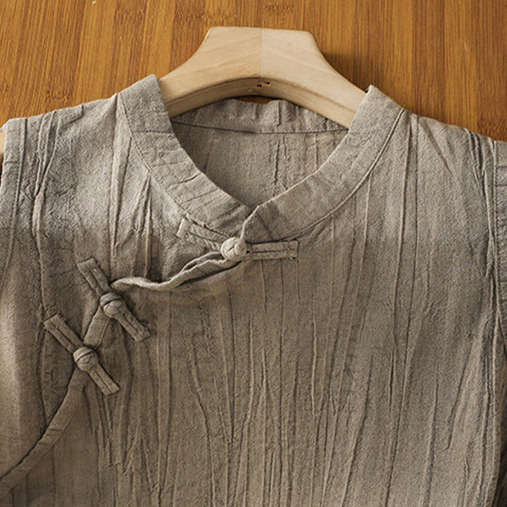 Buddha Stones Retro Frog-Button Design Women's Cotton Sleeveless Vest - image 19