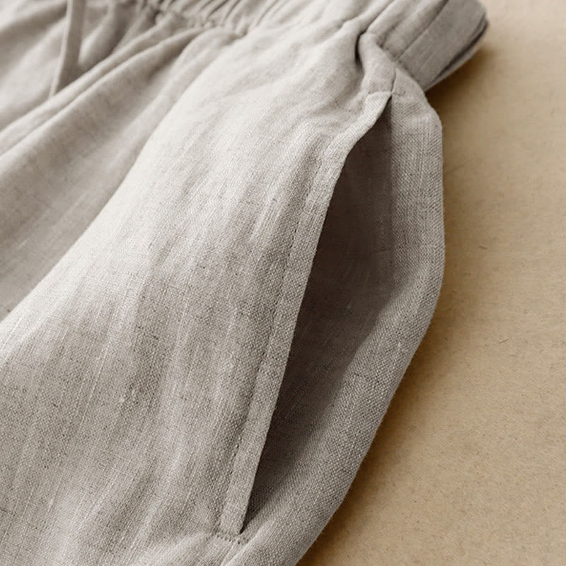 Buddha Stones Summer Elastic Waist Women's Capri Cropped Wide Leg Pants With Pockets - image 19