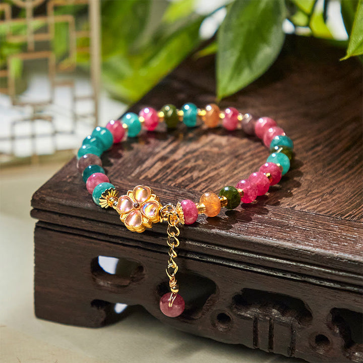 Buddha Stones Tourmaline Four Leaf Clover Flower Love Bracelet - image 2