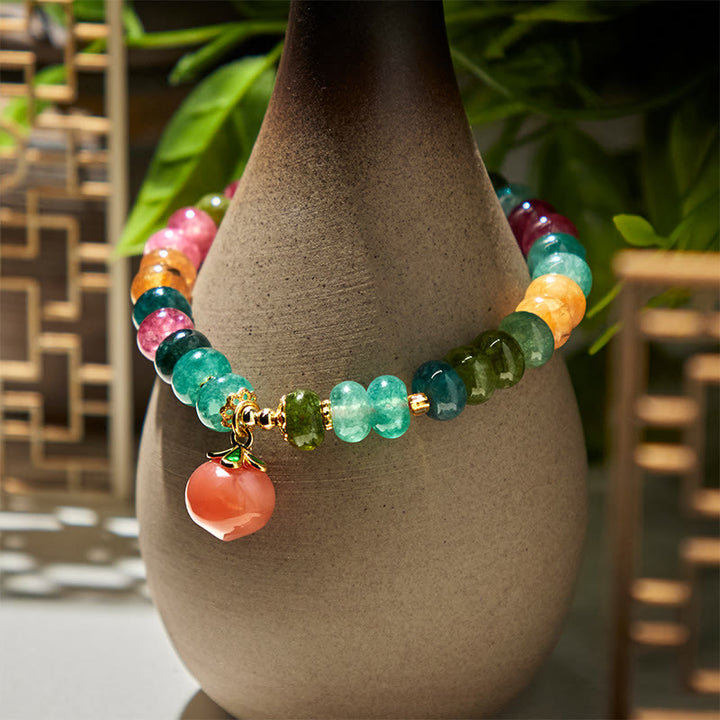 Buddha Stones Tourmaline Yanyuan Agate Peach Positive Bracelet - image 3