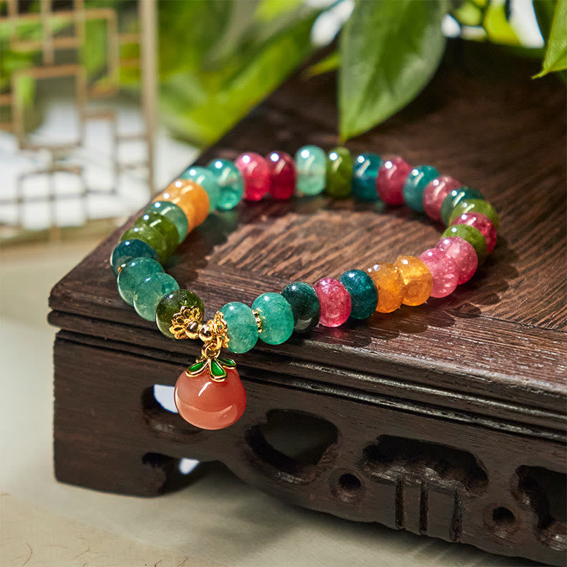 Buddha Stones Tourmaline Yanyuan Agate Peach Positive Bracelet - image 2