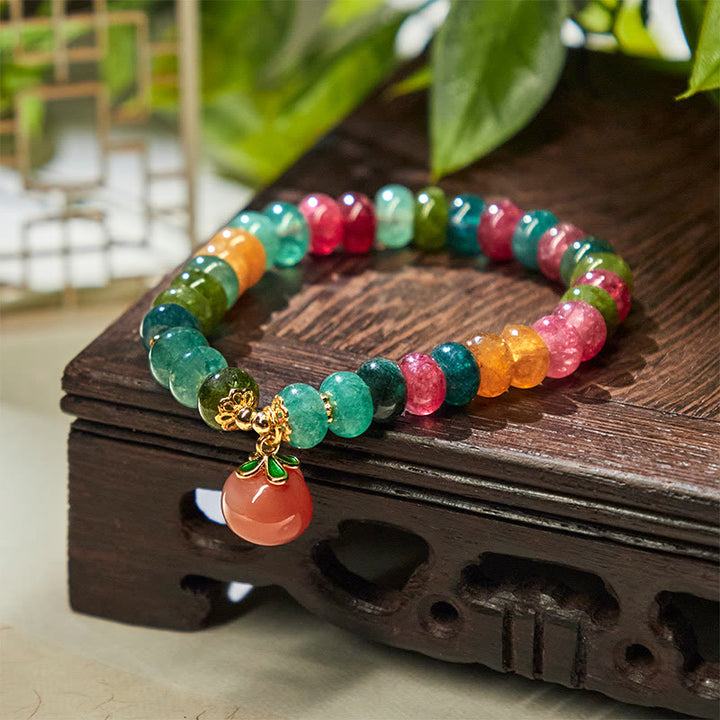 Buddha Stones Tourmaline Yanyuan Agate Peach Positive Bracelet - image 2