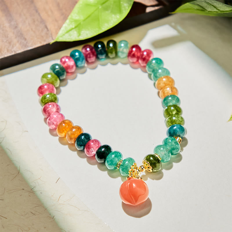Buddha Stones Tourmaline Yanyuan Agate Peach Positive Bracelet - image 1