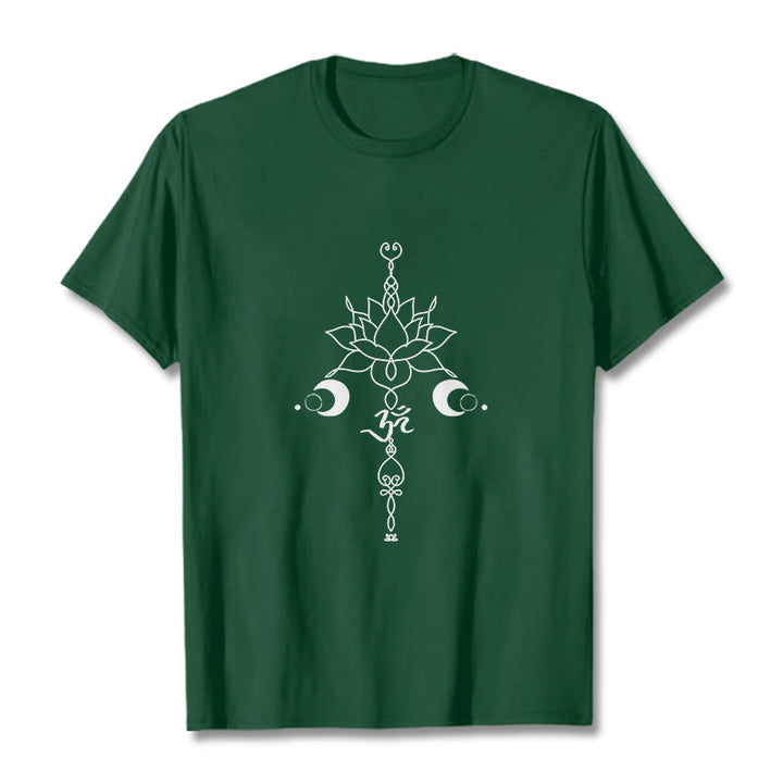 Buddha Stones Plain Lotus Flower Om Symbol Pattern Tee T-shirt - ForestGreen - 2XL - image 10