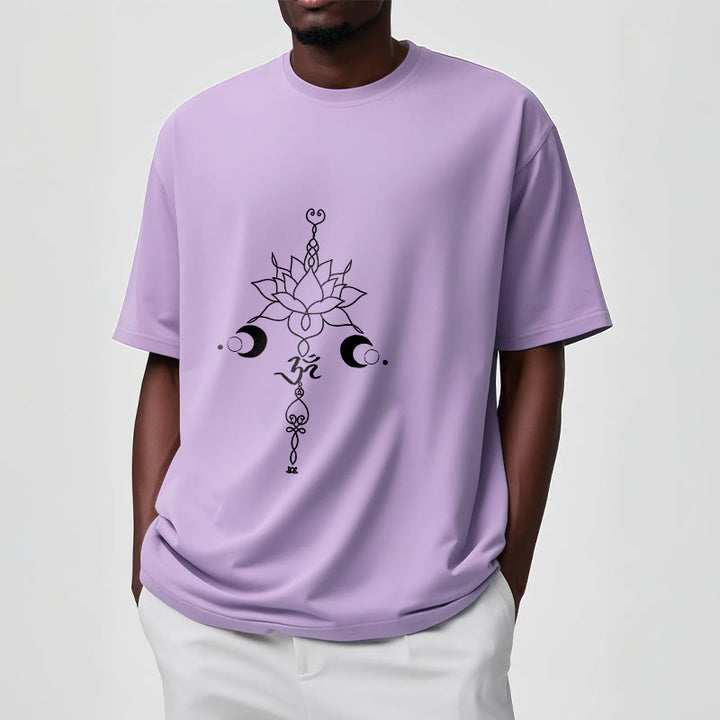 Buddha Stones Plain Lotus Flower Om Symbol Pattern Tee T-shirt - image 17