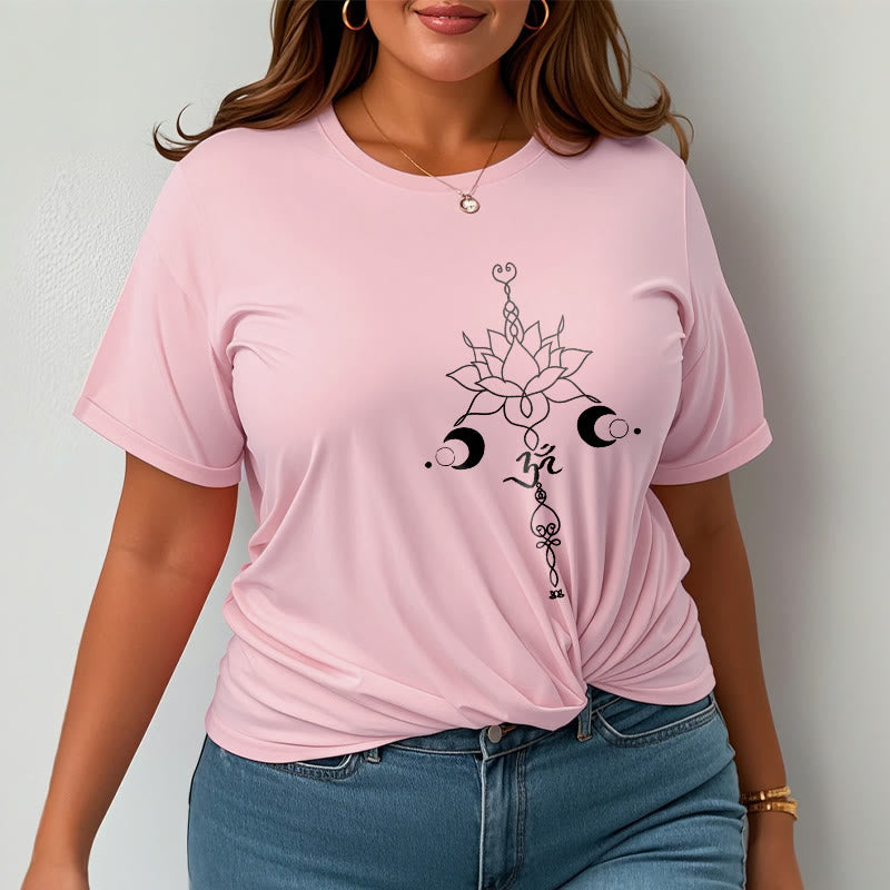 Buddha Stones Plain Lotus Flower Om Symbol Pattern Tee T-shirt - image 13
