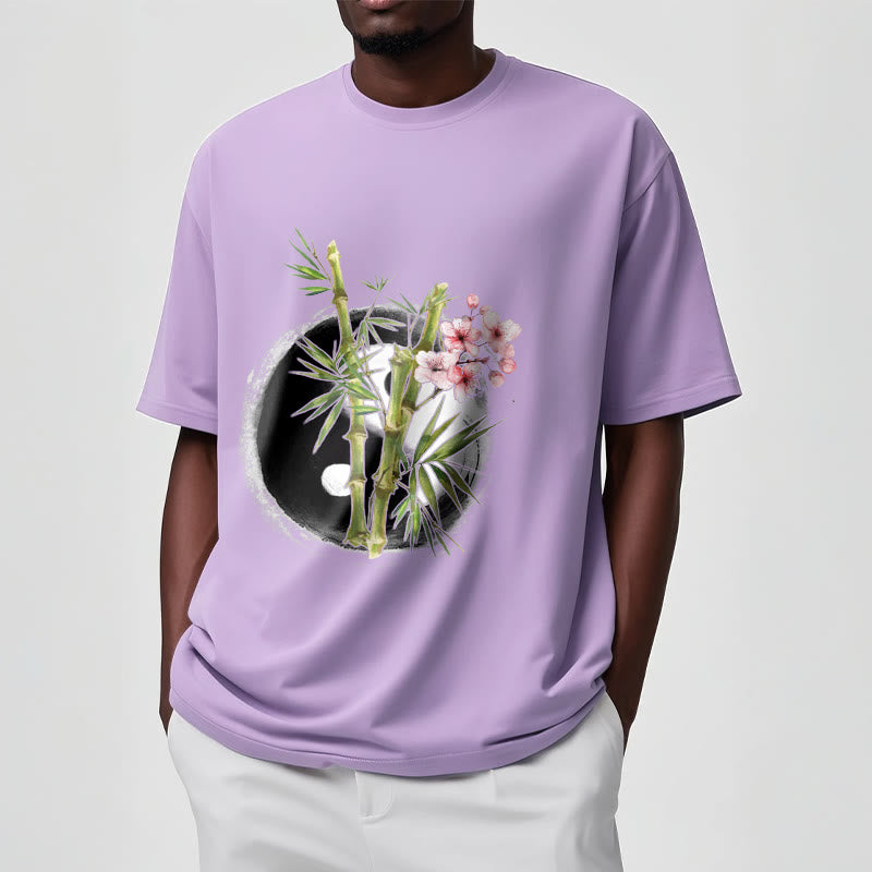 Buddha Stones Yin Yang Bamboo Peach Blossoms Pattern Tee T-shirt - image 17