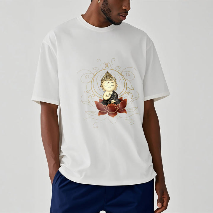 Buddha Stones Serene Sitting Buddha Lotus Pattern Tee T-shirt - image 8