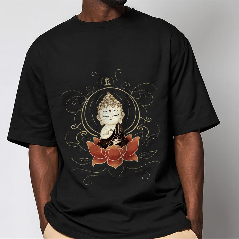 Buddha Stones Serene Sitting Buddha Lotus Pattern Tee T-shirt - image 4