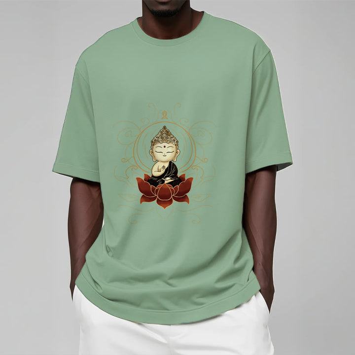 Buddha Stones Serene Sitting Buddha Lotus Pattern Tee T-shirt - image 15