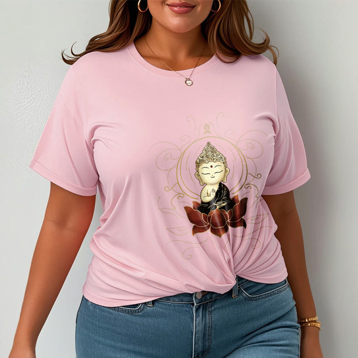 Buddha Stones Serene Sitting Buddha Lotus Pattern Tee T-shirt - image 13