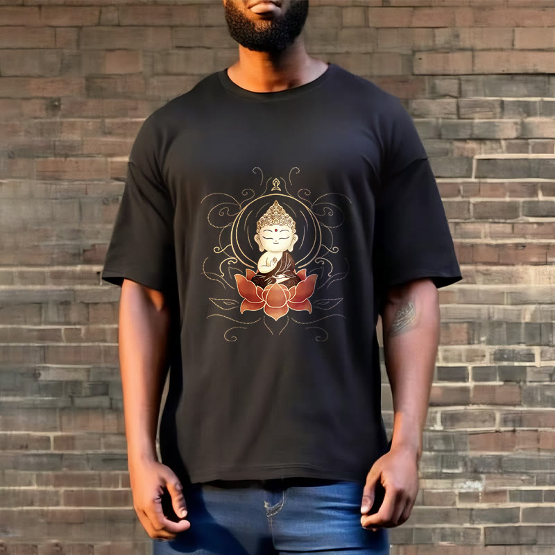 Buddha Stones Serene Sitting Buddha Lotus Pattern Tee T-shirt - image 5