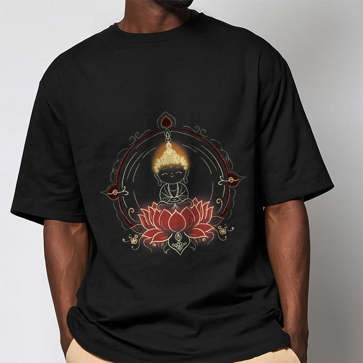 Buddha Stones Joyful Buddha Lotus Mandala Pattern Tee T-shirt - image 5