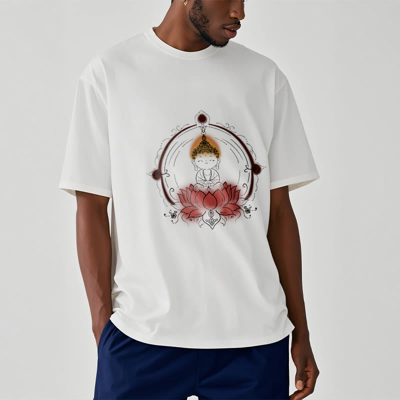 Buddha Stones Joyful Buddha Lotus Mandala Pattern Tee T-shirt - image 1
