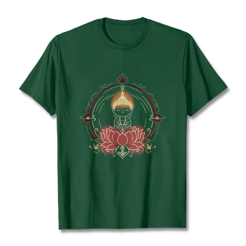 Buddha Stones Joyful Buddha Lotus Mandala Pattern Tee T-shirt - ForestGreen - 2XL - image 10