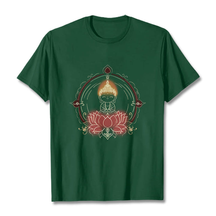Buddha Stones Joyful Buddha Lotus Mandala Pattern Tee T-shirt - ForestGreen - 2XL - image 10