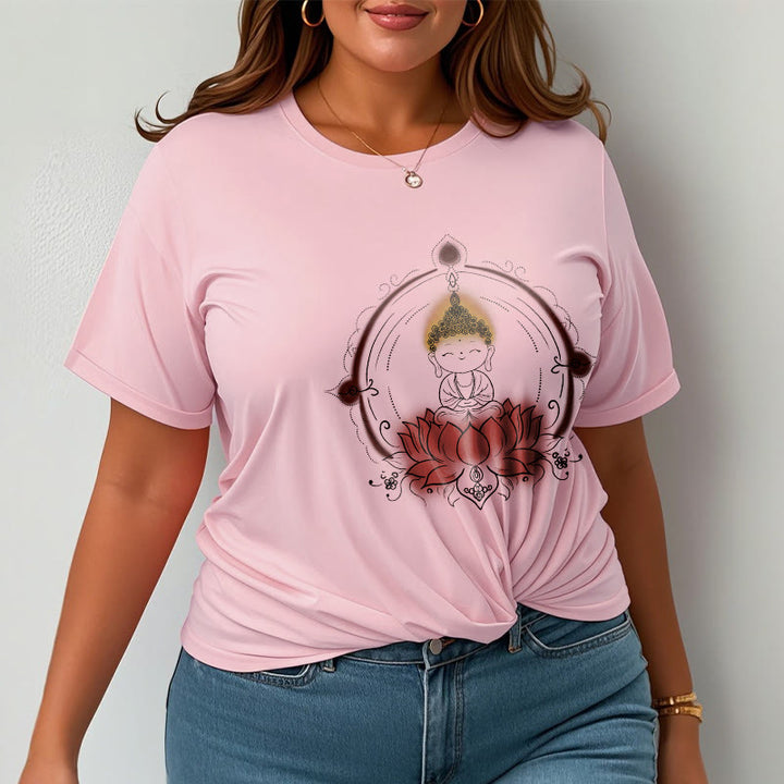 Buddha Stones Joyful Buddha Lotus Mandala Pattern Tee T-shirt - image 13