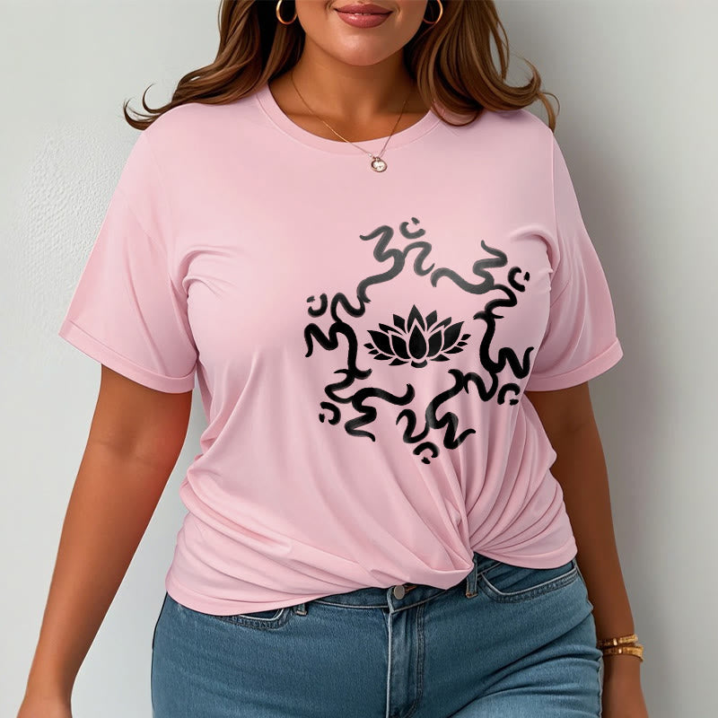 Buddha Stones OM Symbol Lotus Flower Pattern Tee T-shirt - image 14