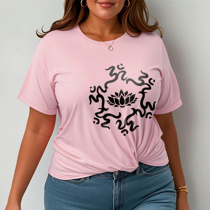 Buddha Stones OM Symbol Lotus Flower Pattern Tee T-shirt - image 14