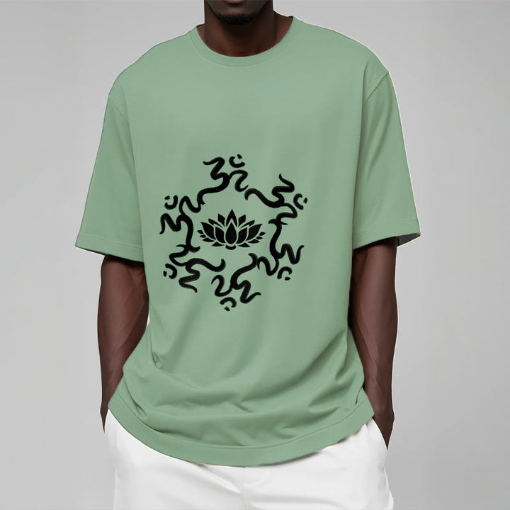 Buddha Stones OM Symbol Lotus Flower Pattern Tee T-shirt - image 16