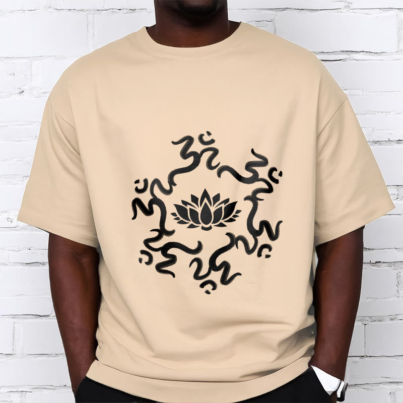 Buddha Stones OM Symbol Lotus Flower Pattern Tee T-shirt - image 10