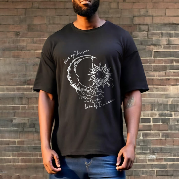Buddha Stones Sun Moon Lotus Flower Pattern Tee T-shirt - image 5