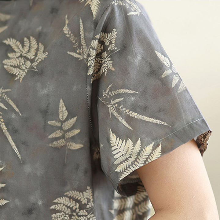 Buddha Stones Retro DarkGray Chinese Frog-Button Cotton Cheongsam Midi Dress With Pockets - image 8