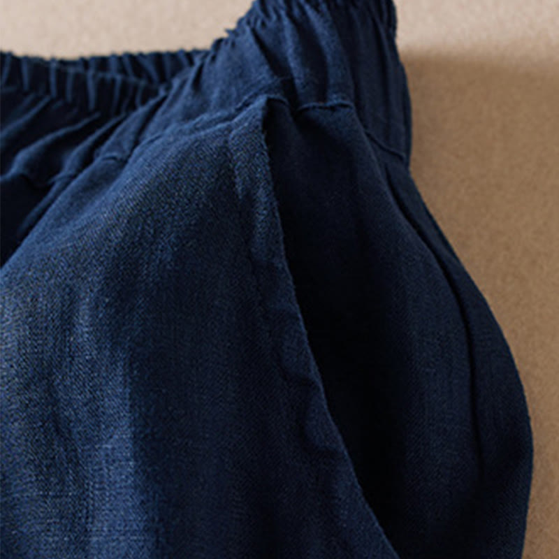 Buddha Stones Colored Thread 7-8 Length Women's Harem Cotton Linen Pants With Pockets - image 14