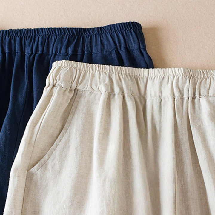 Buddha Stones Colored Thread 7-8 Length Women's Harem Cotton Linen Pants With Pockets - image 17