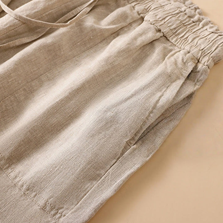 Buddha Stones Casual Straight Leg Design Cotton Women's 7-8 Length Wide Leg Pants With Pockets - image 4