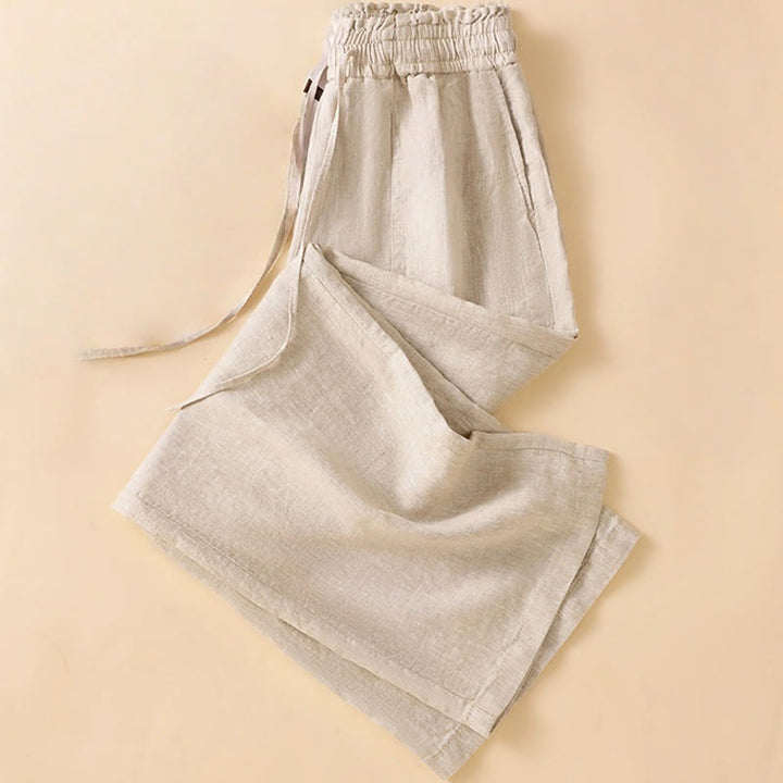 Buddha Stones Casual Straight Leg Design Cotton Women's 7-8 Length Wide Leg Pants With Pockets - image 2